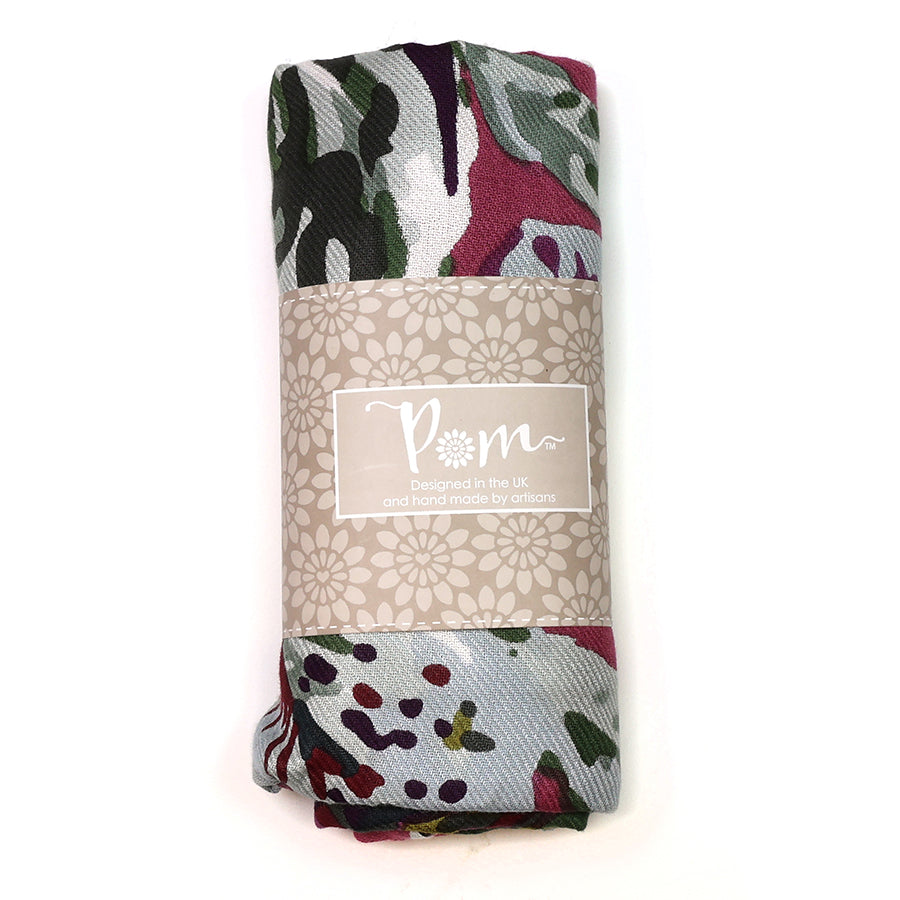 POM Mauve Earthy Botanical Print Bamboo Scarf 52972