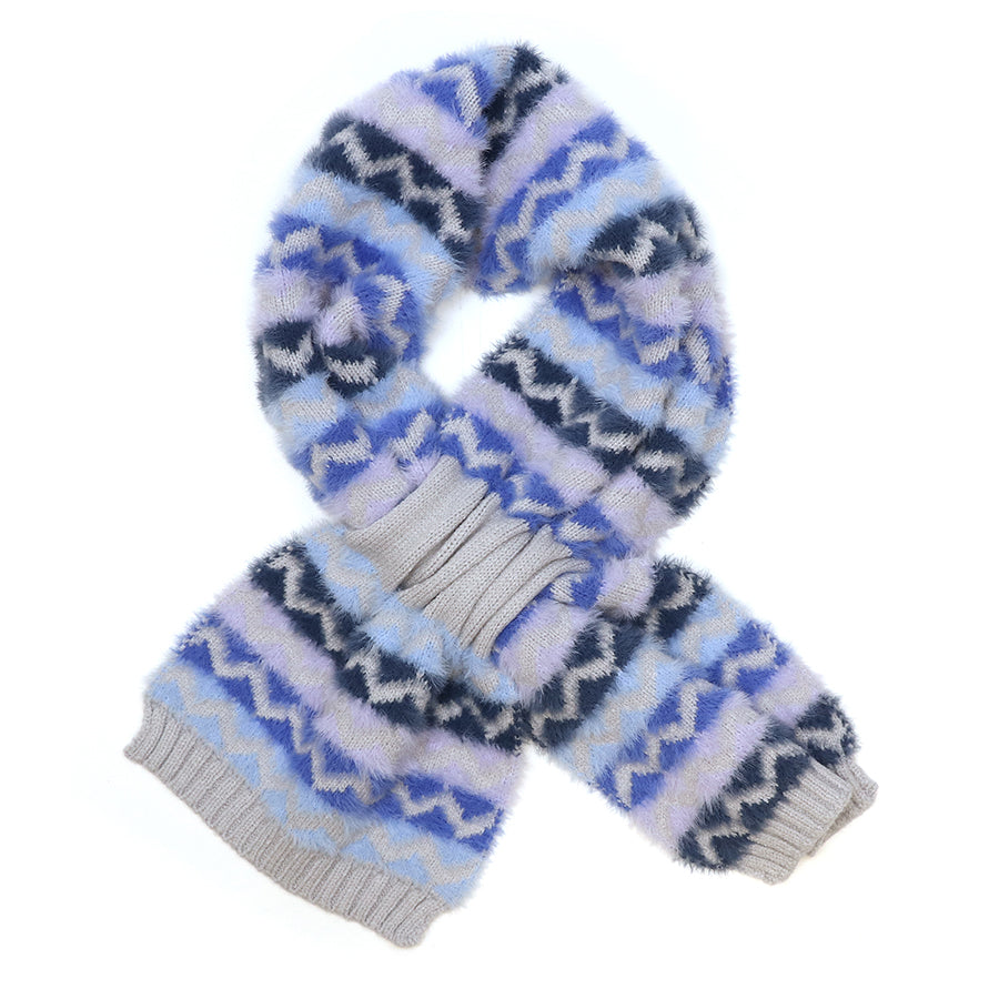 POM Blue and grey mix chevron pull through scarf 52987