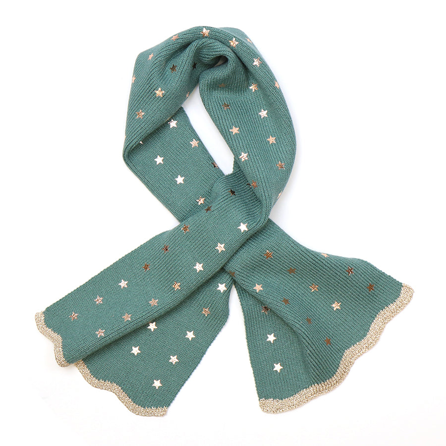 POM Fine Knit Sea Foam/Metallic Star Pull Through Scarf 52999