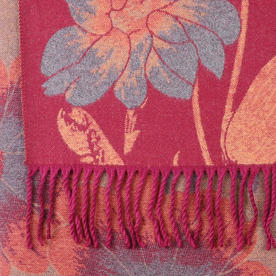 POM Red mix bold floral jacquard scarf 53027