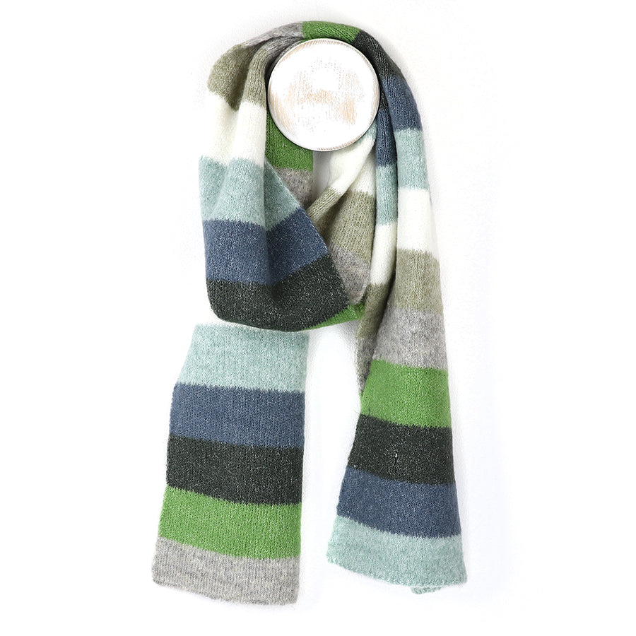 POM Classic blue and green mix stripe scarf 53047