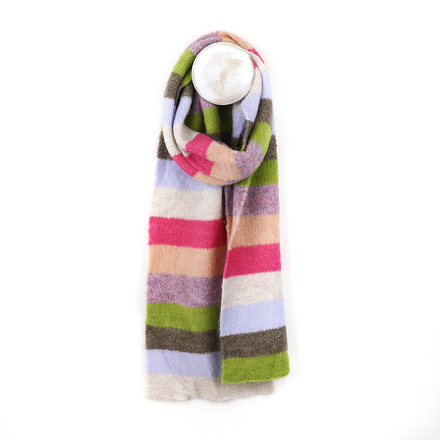 POM Classic mauve mix stripe scarf 53048