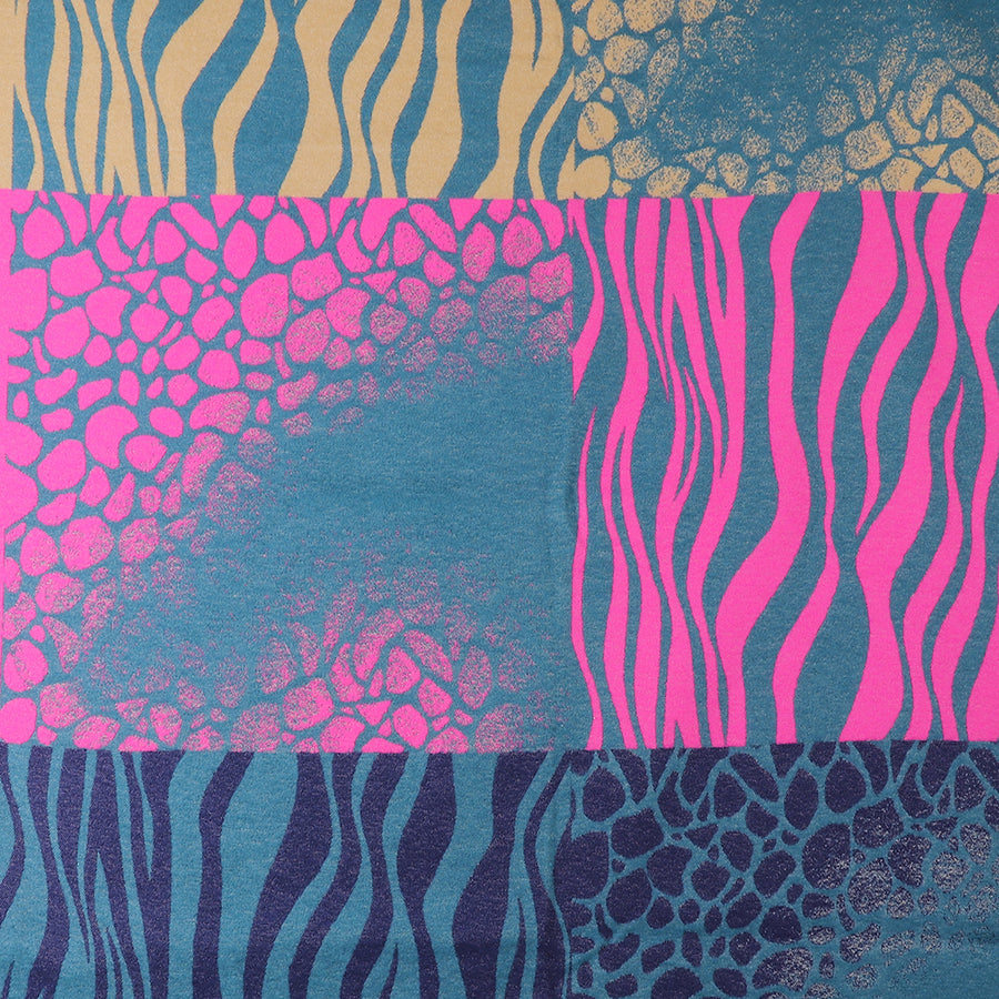POM Blue and pink mix multi animal print scarf 53059