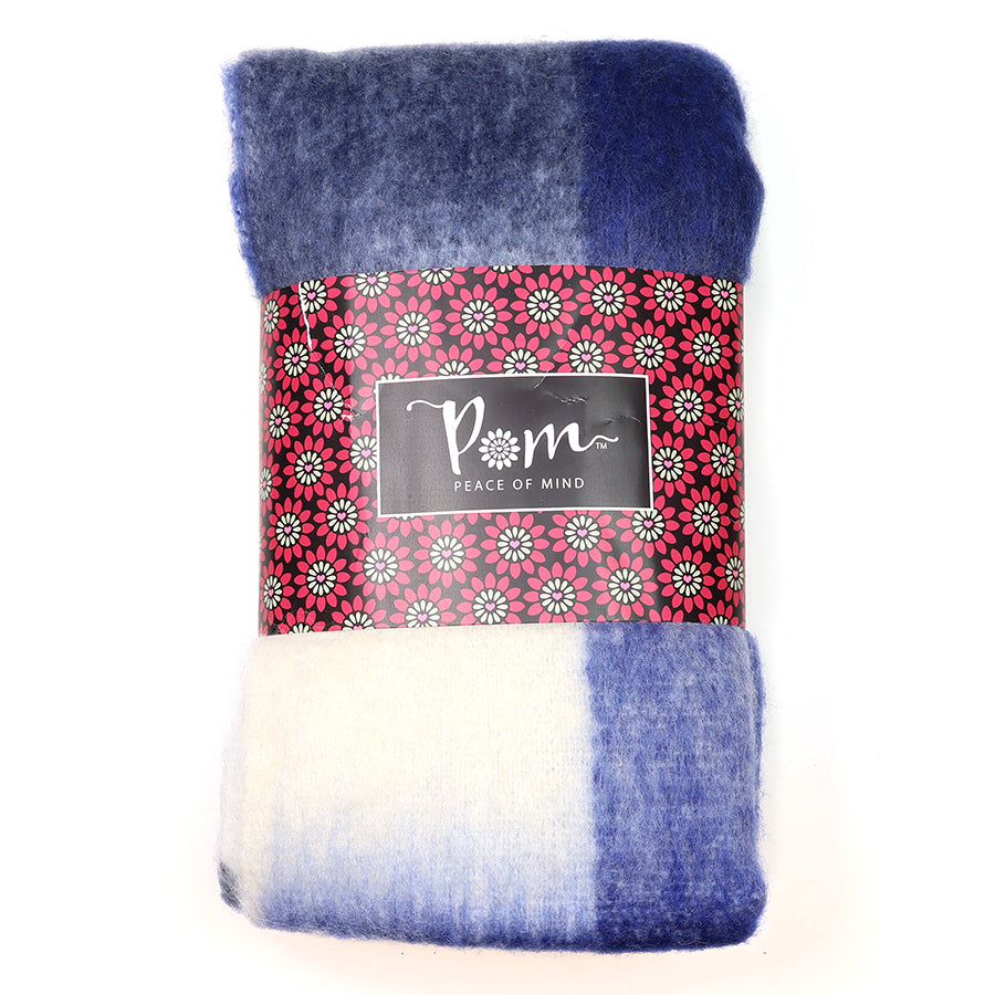 POM Royal blue mix fluffy check scarf 53081