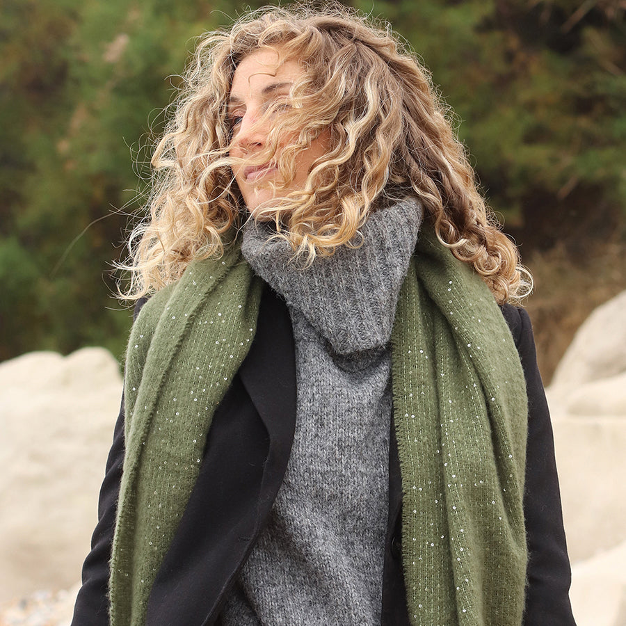 POM Khaki scarf with sequin detail 53086