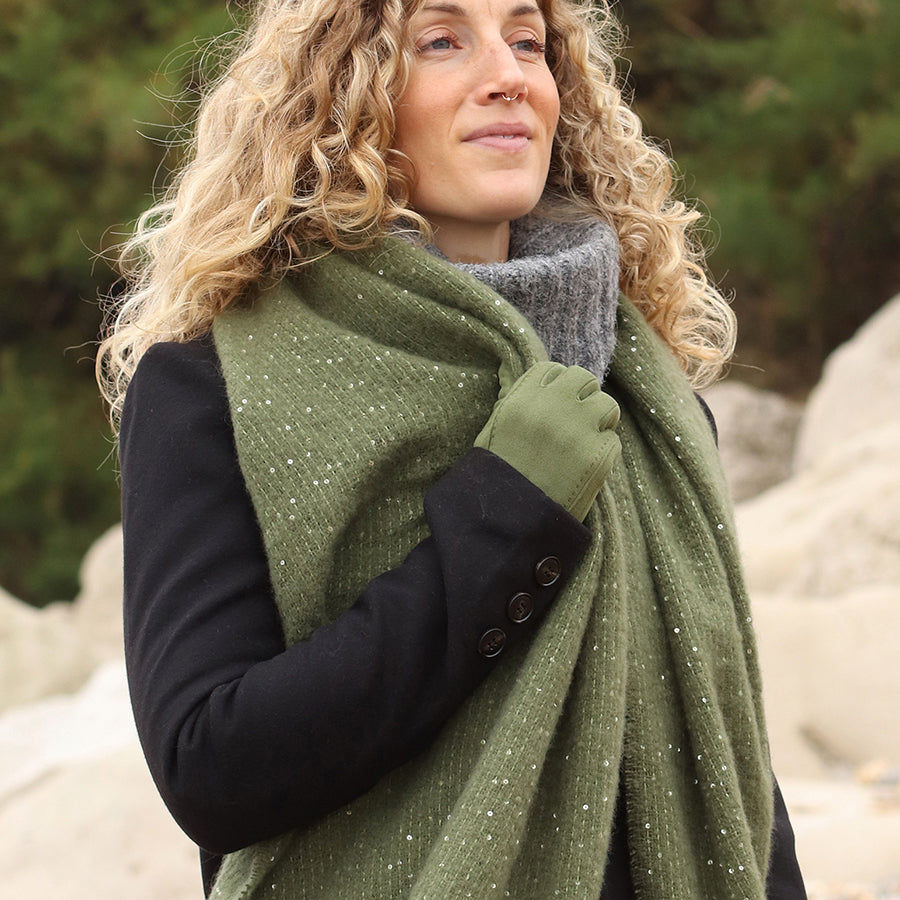 POM Khaki scarf with sequin detail 53086