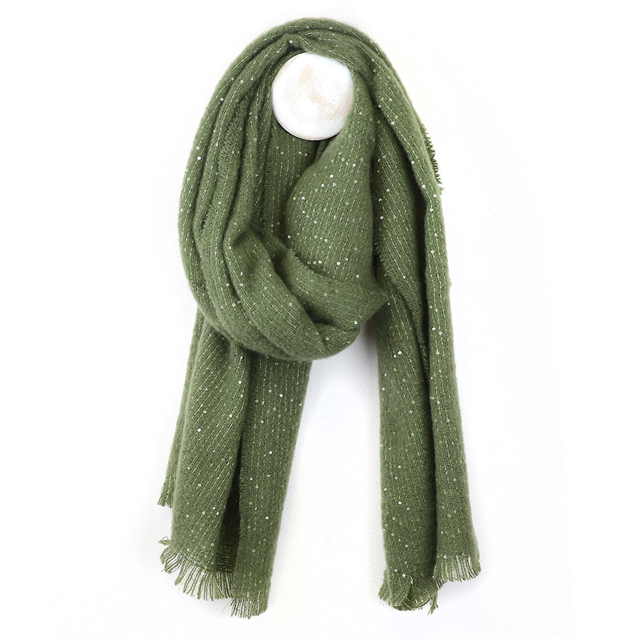POM Khaki scarf with sequin detail 53086