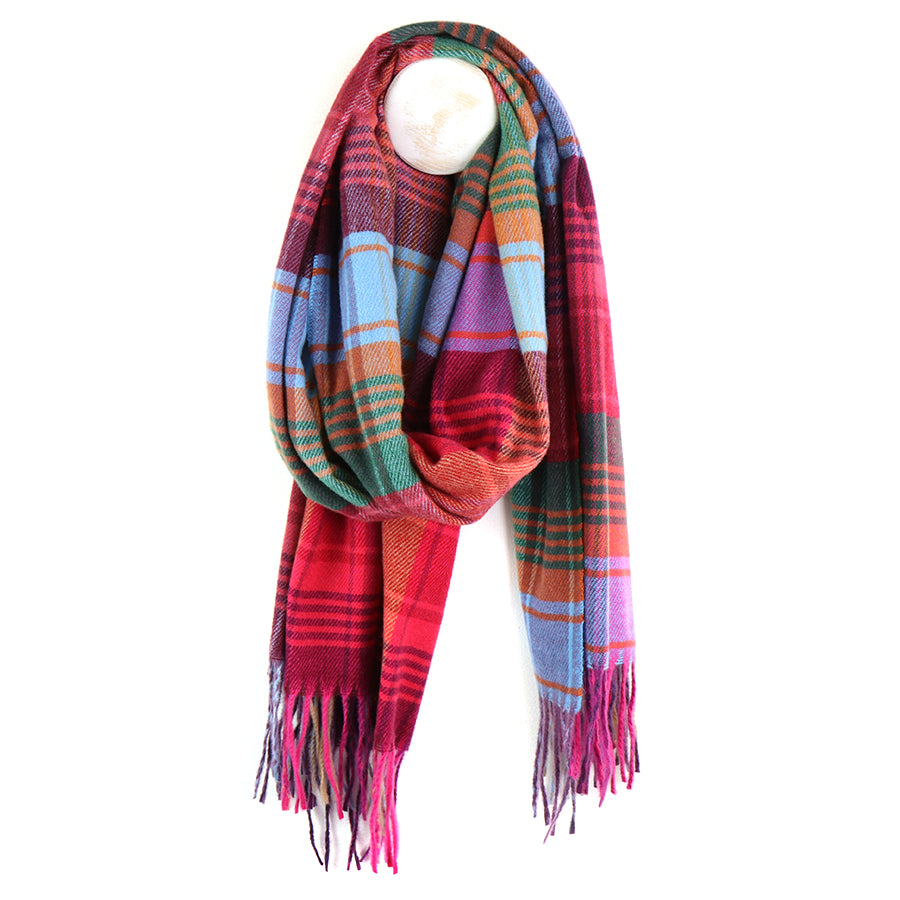 POM Raspberry mix check scarf 53126