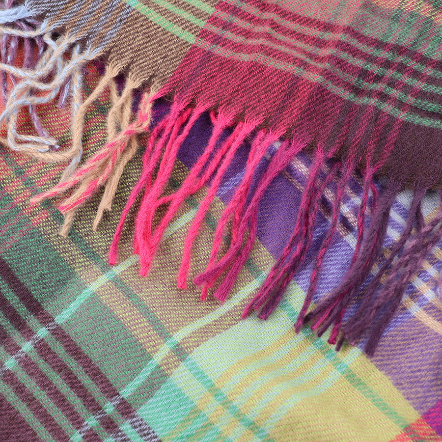 POM Violet and olive mix check scarf 53127