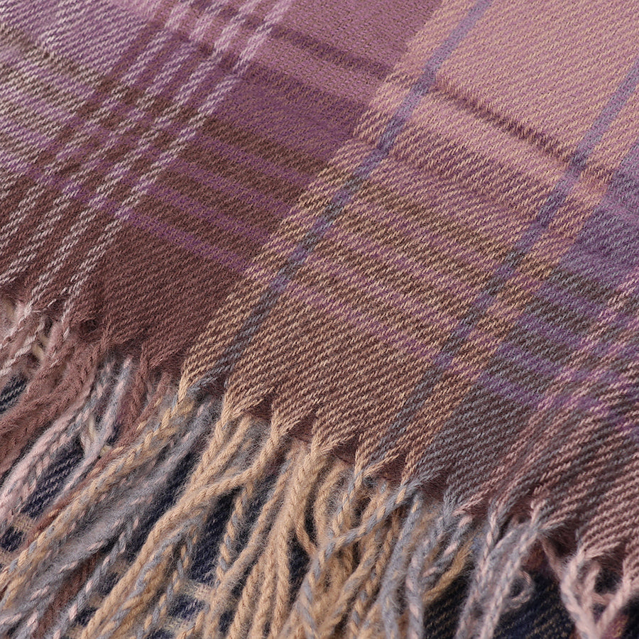 POM Navy and lilac mix check scarf 53129