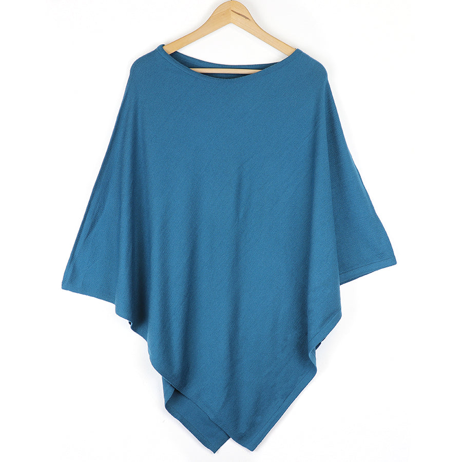POM Fine Knit Poncho Recycled Blend Blue 60126
