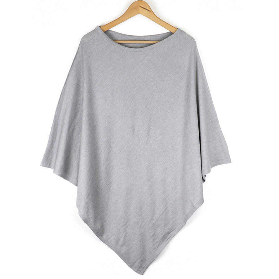 POM Fine Knit Poncho Recycled Blend Pale Grey 60128