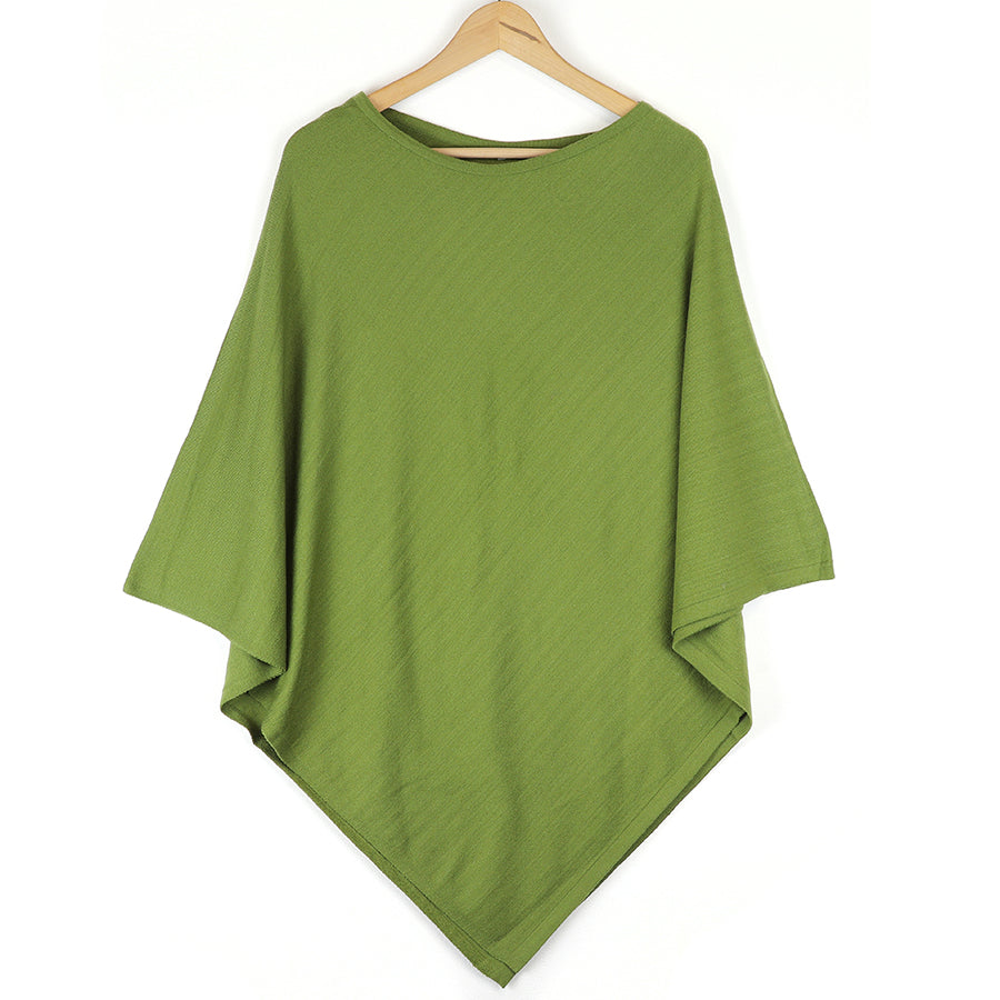 POM Fine Knit Poncho Recycled Blend Pea Green 60130