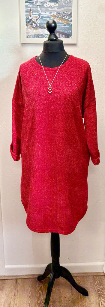 Sparkle Knit Dress/Tunic with Pockets One Size Up to 18
