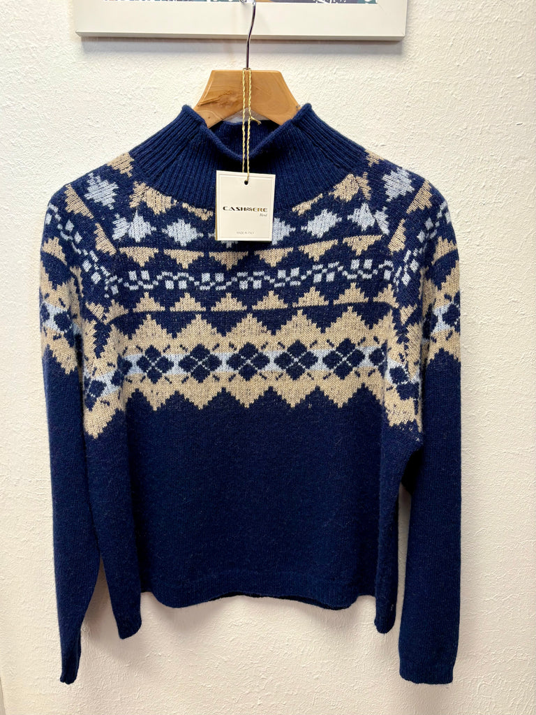 Cashmere Blend Funnel Neck Nordic Jumper One Size 8-14