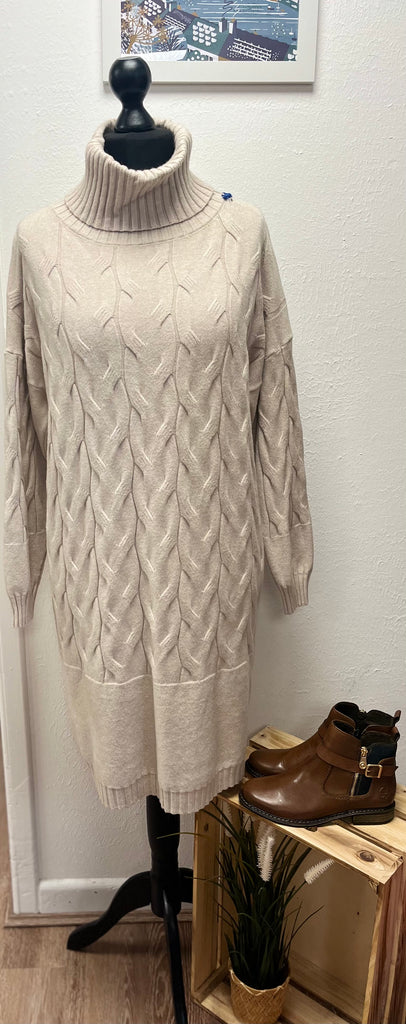 Roll Neck Cable Knit Jumper Dress One Size 10-18