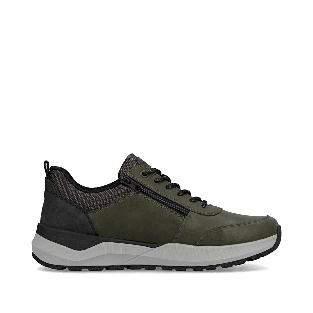 Rieker 06000-54 Mens Zip & Lace Casual Shoe Olive Green