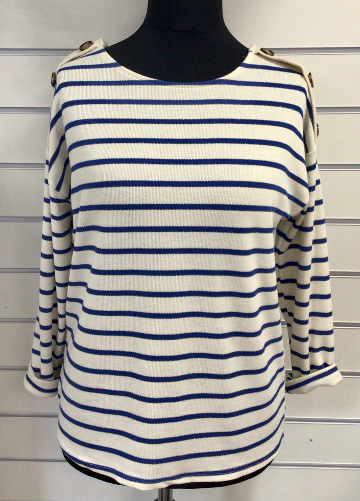 Stripe Button Shoulder Top One Size 8-18