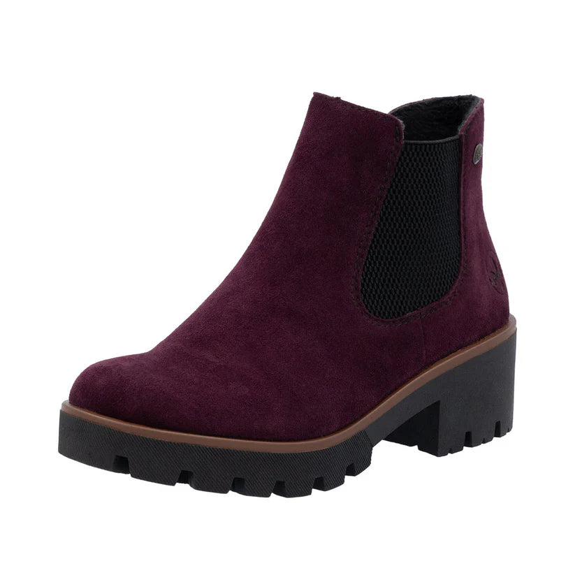 Rieker 79265-30 Ladies Suede Ankle Boot Bordo