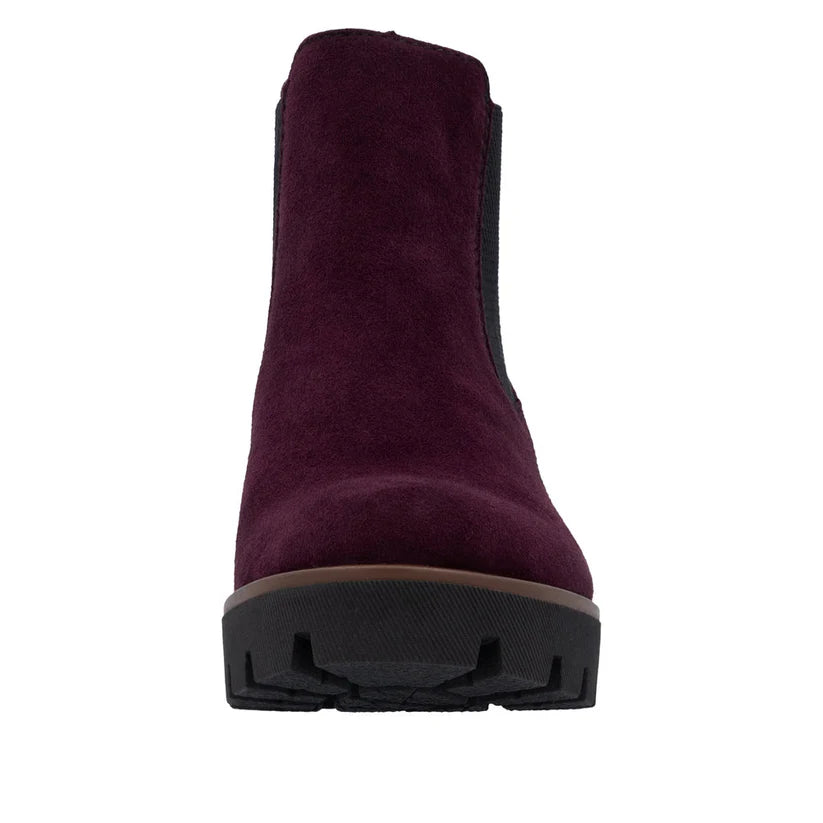 Rieker 79265-30 Ladies Suede Ankle Boot Bordo