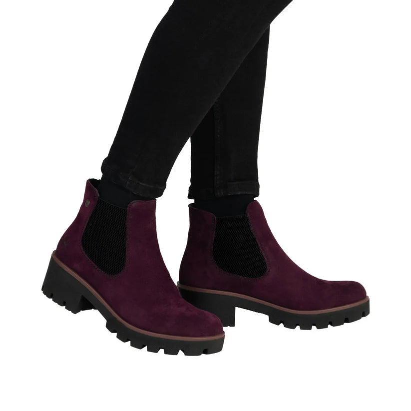 Rieker 79265-30 Ladies Suede Ankle Boot Bordo