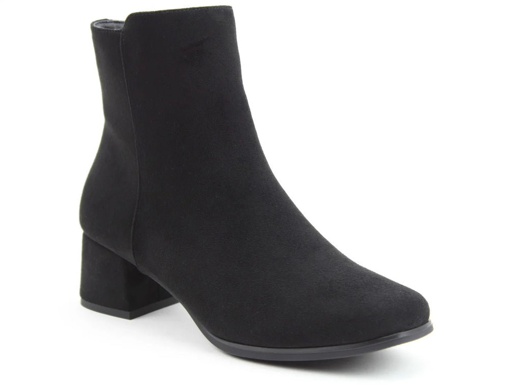 Heavenly Feet Nigella Faux Suede Heeled Ankle Boot Black