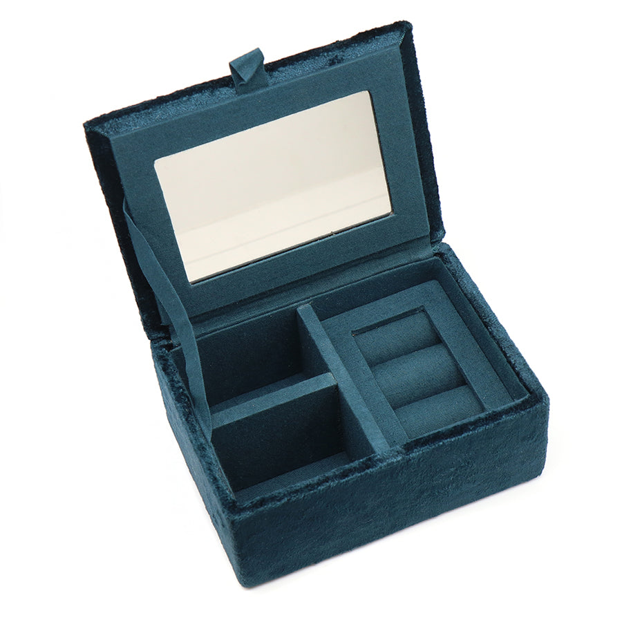 POM Velvet Jewellery Box Embroidered Hedgehog Dark Teal 81705