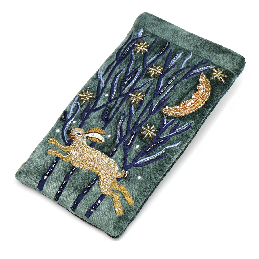 POM Velvet Glasses Case Leaping Hare Midnight Green 81708