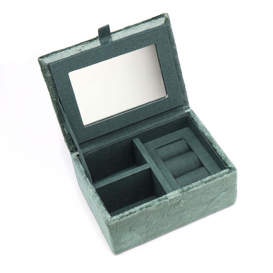 POM Velvet Jewellery Box Embroidered Leaping Hare Midnight Green 81711