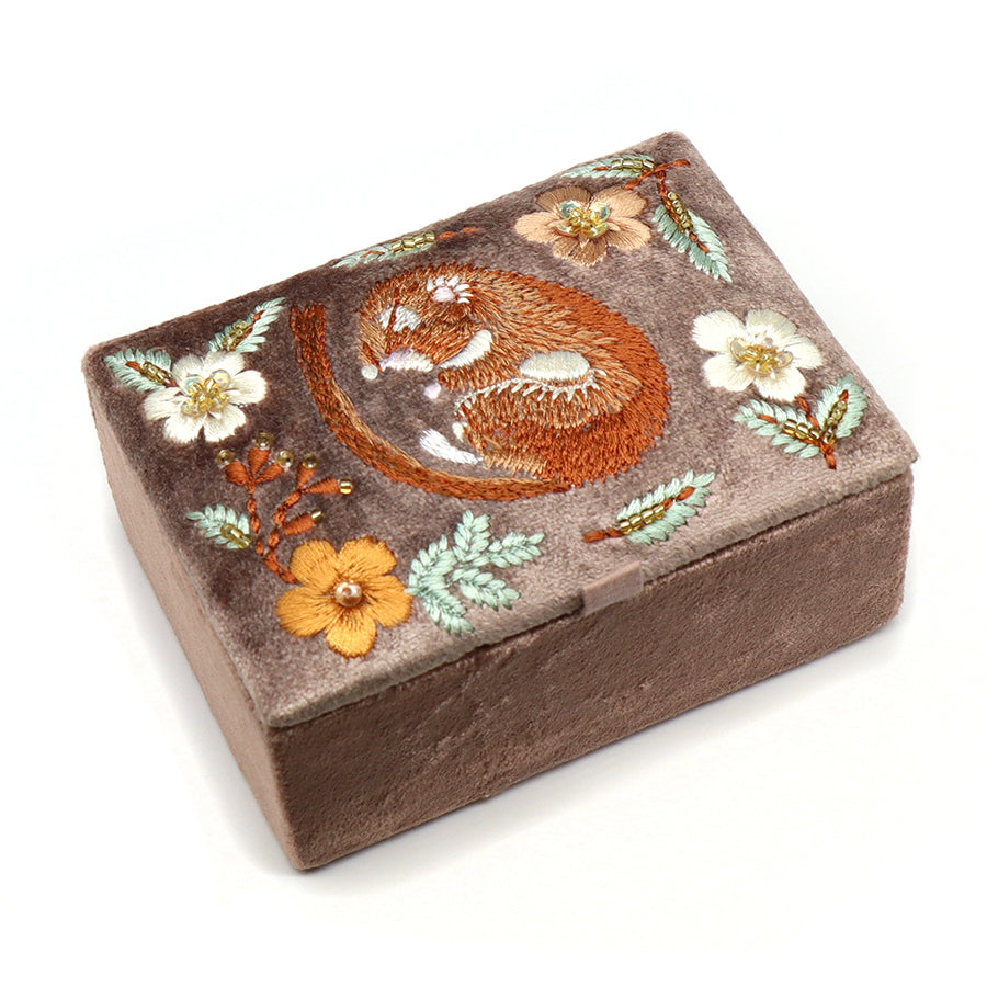 POM Velvet Jewellery Box Floral Sleeping Dormouse 81717