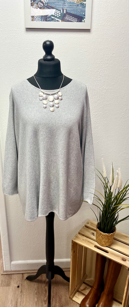 Soft Knit Seam Sleeve Round Neck Jumper Relaxed Fit One Size 16-22