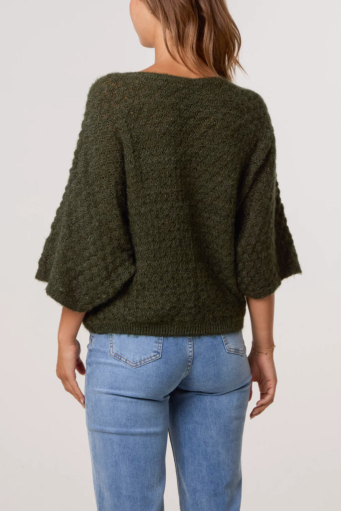 Pointelle Knit 3/4 Sleeve Jumper