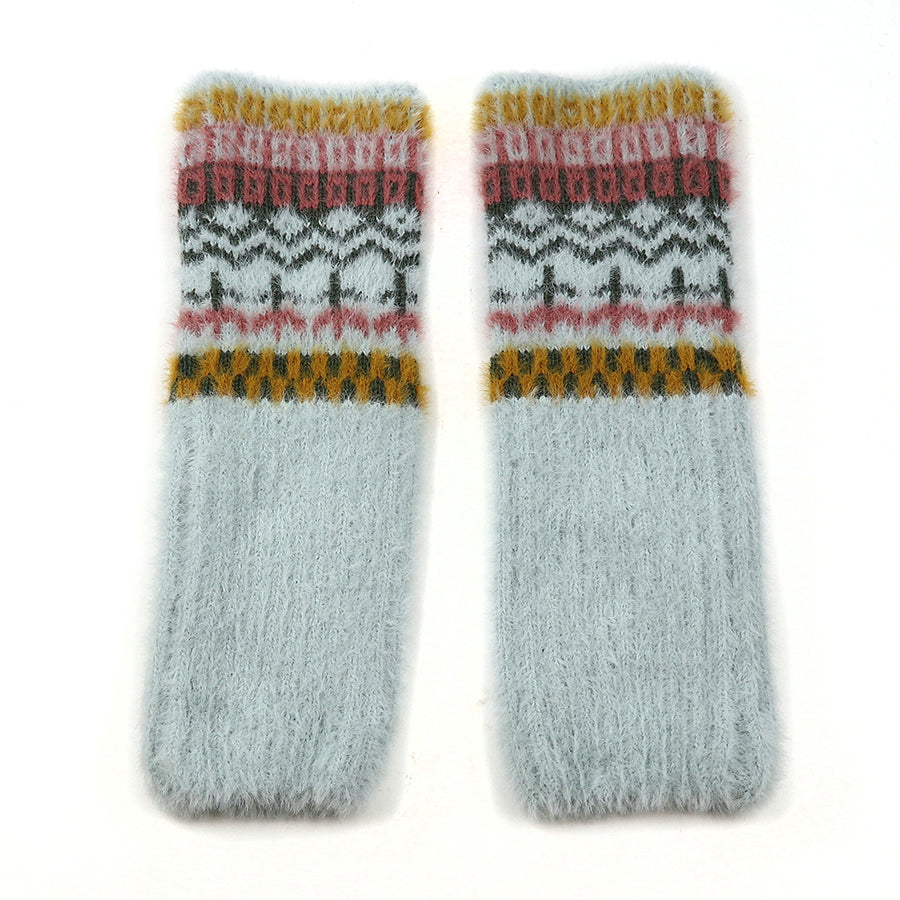POM Soft Knit Multi Pattern Wrist Warmers Pale Blue 90264