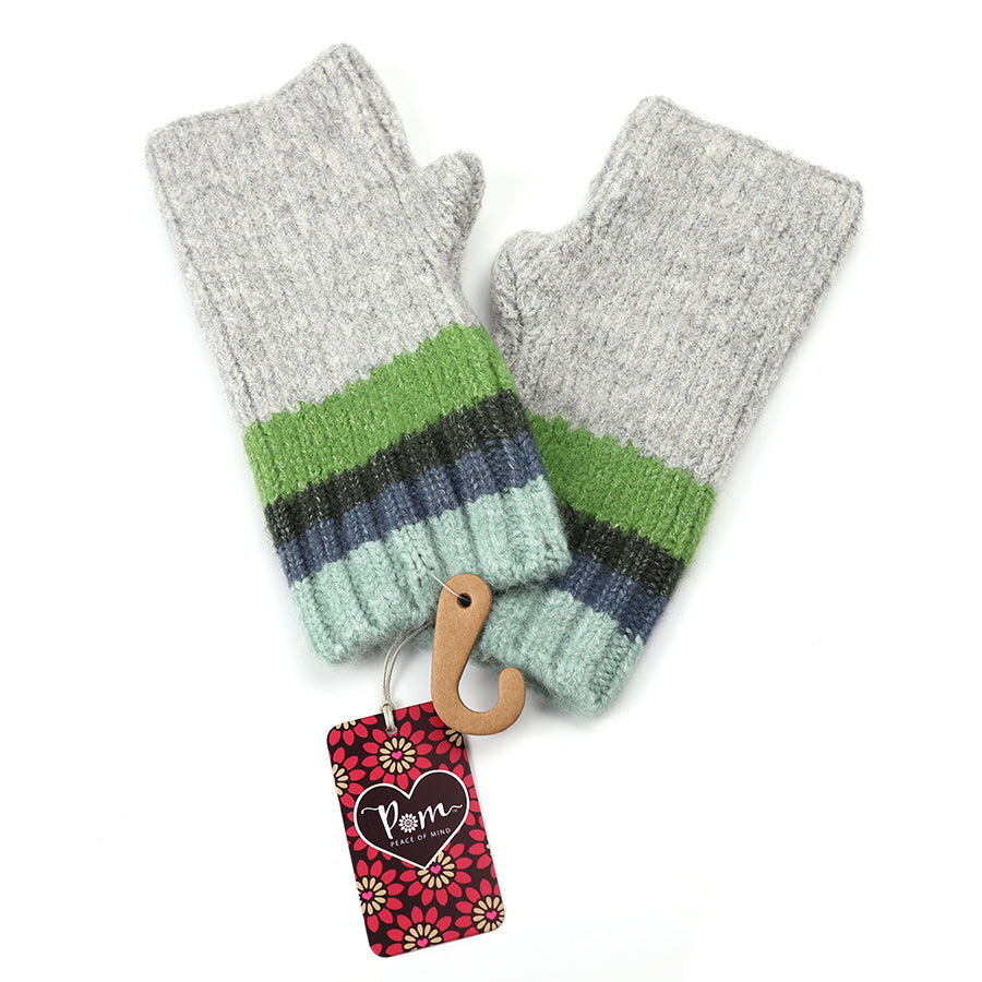 POM Soft Knit Wrist Warmers Pale Grey Mix 90275