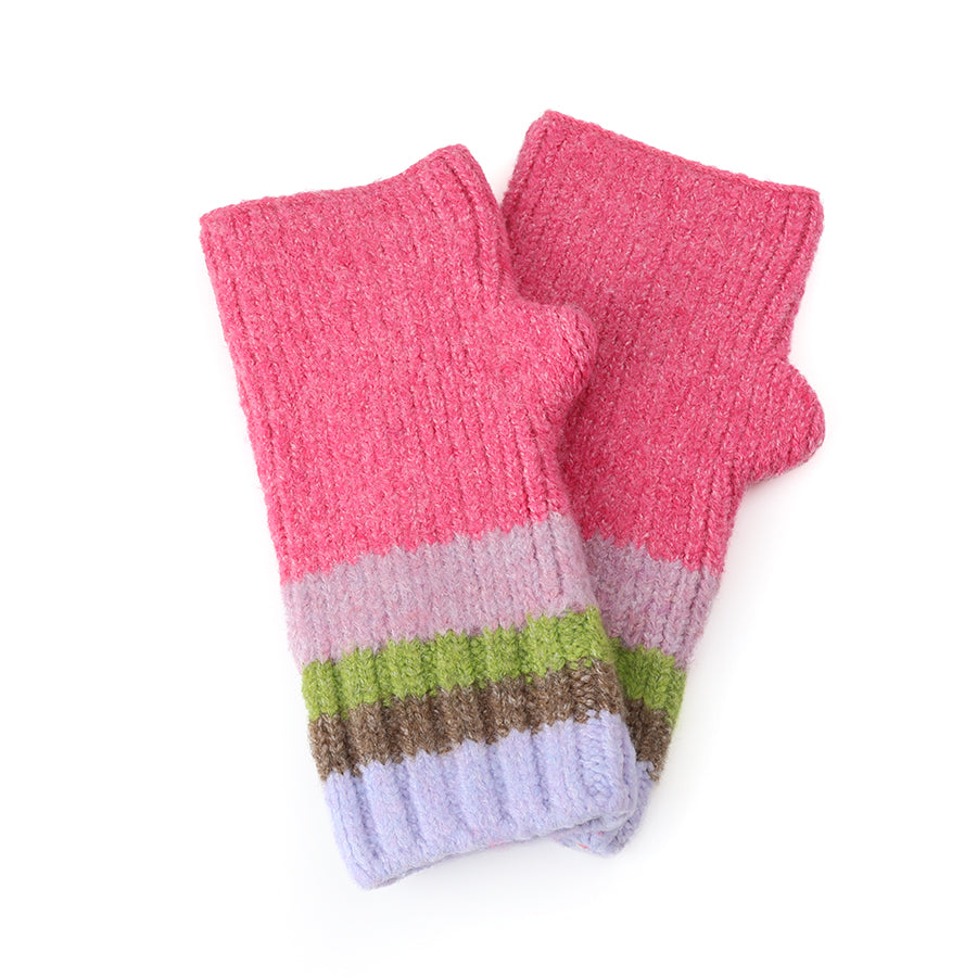 POM Soft Knit Wrist Warmers Pink Mix 90276