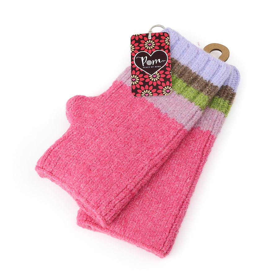 POM Soft Knit Wrist Warmers Pink Mix 90276