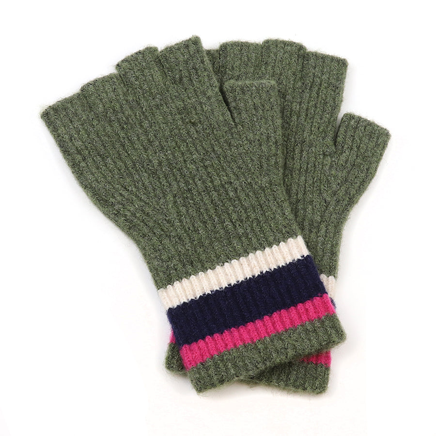 POM Wool Blend Recycled Knitted Gloves Khaki/Mix 90277