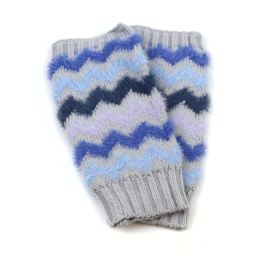 POM Super Soft Wrist Warmers Blue Chevron 90279