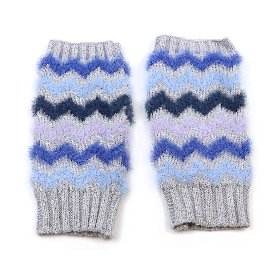 POM Super Soft Wrist Warmers Blue Chevron 90279