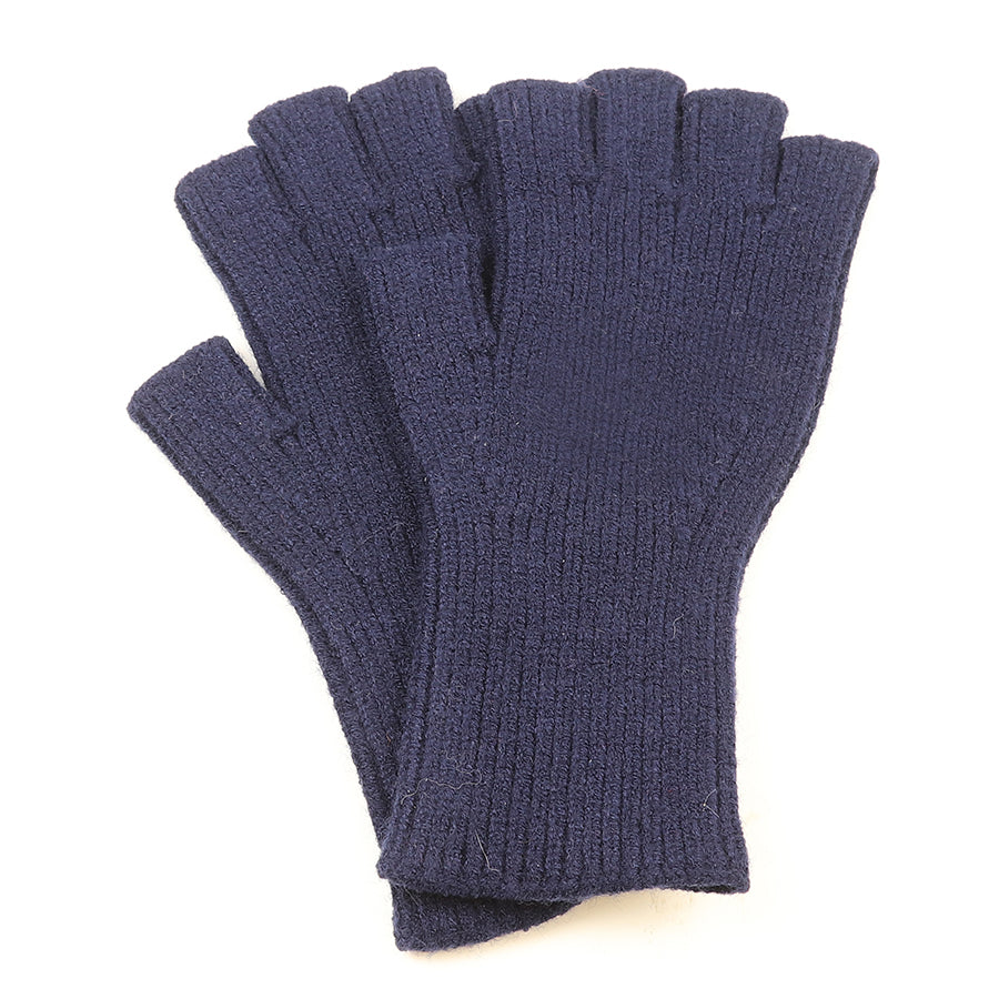 POM Fine Ribbed Knit Fingerless Gloves Assorted Colours