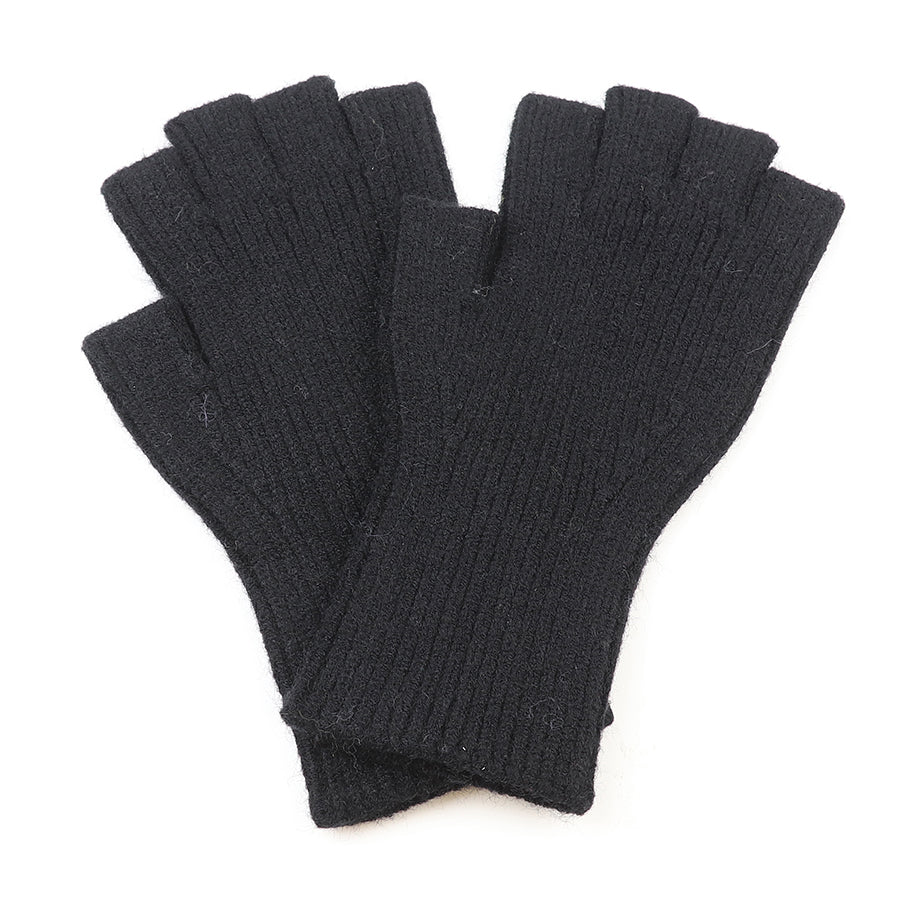 POM Fine Ribbed Knit Fingerless Gloves Assorted Colours