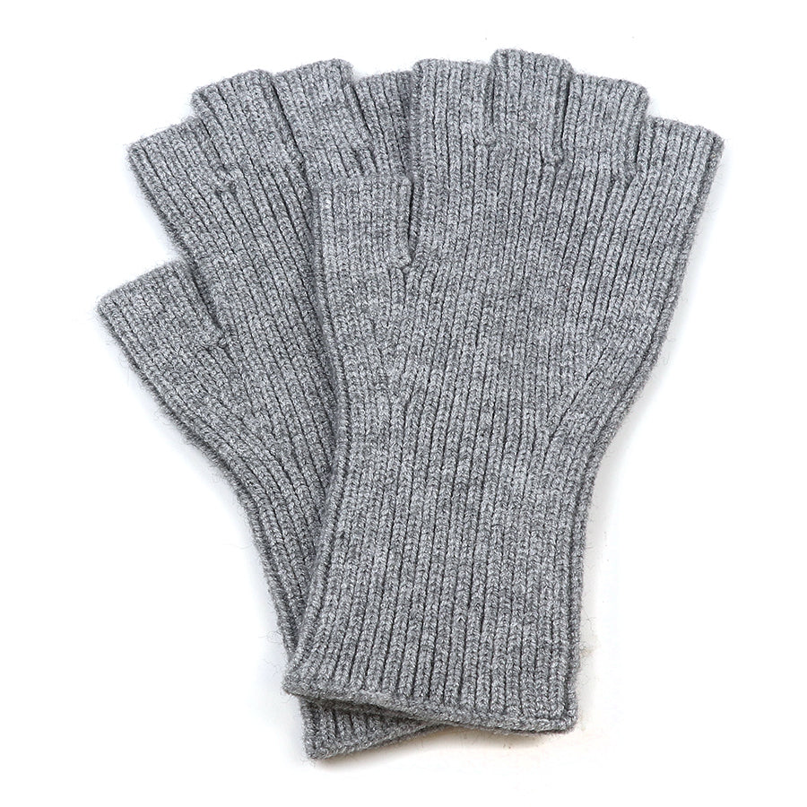 POM Fine Ribbed Knit Fingerless Gloves Assorted Colours