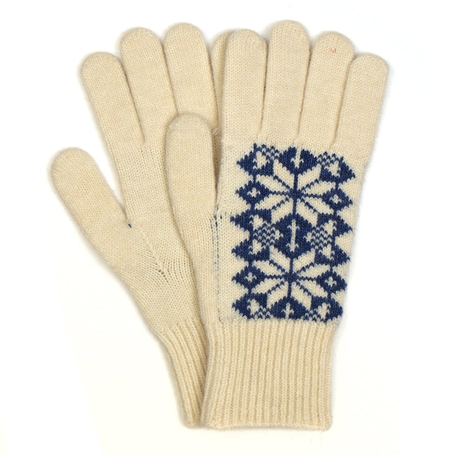 POM Wool Blend Scandi Gloves Navy/Cream Mix 90337