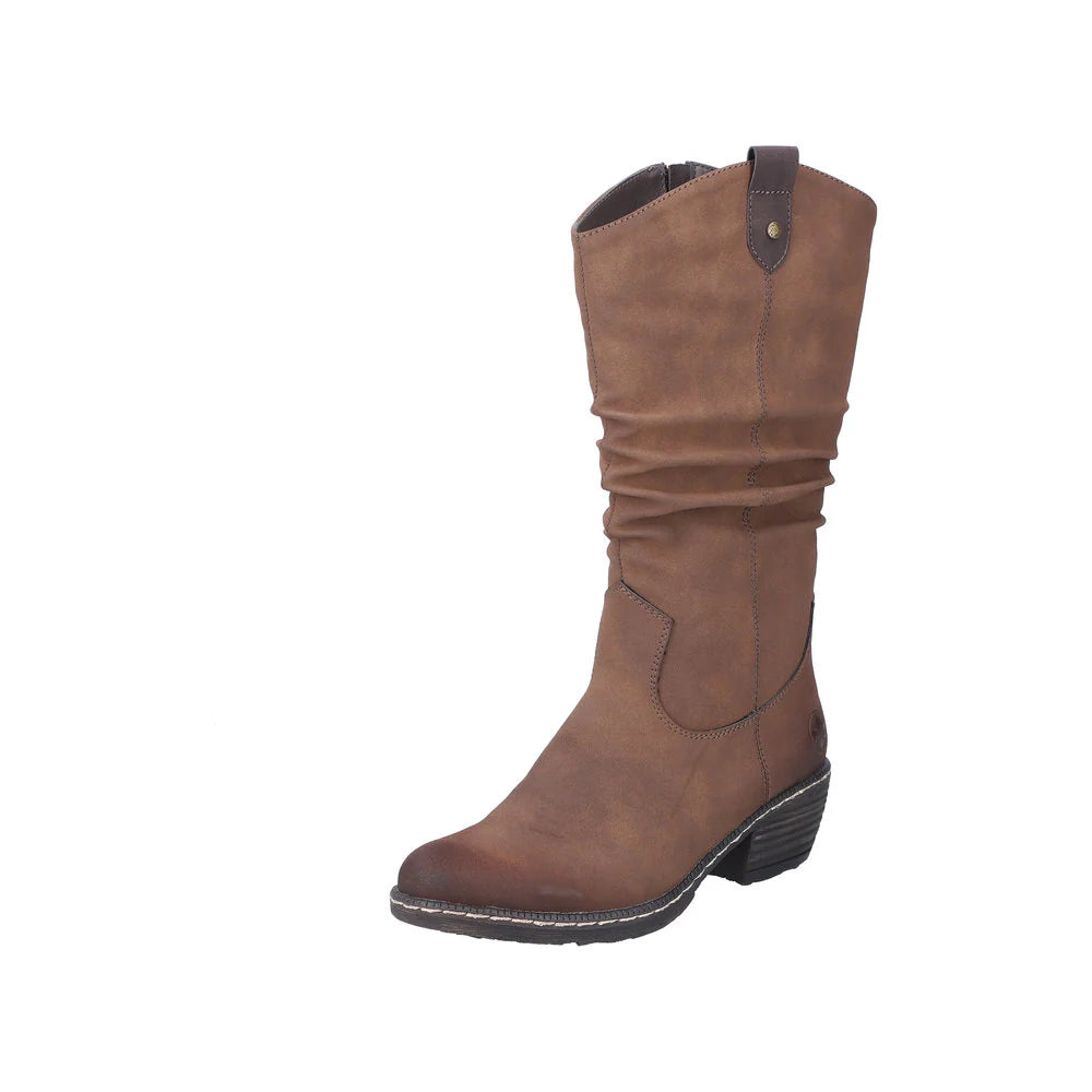 Rieker 93775-25 Ladies Zip Boot Brown