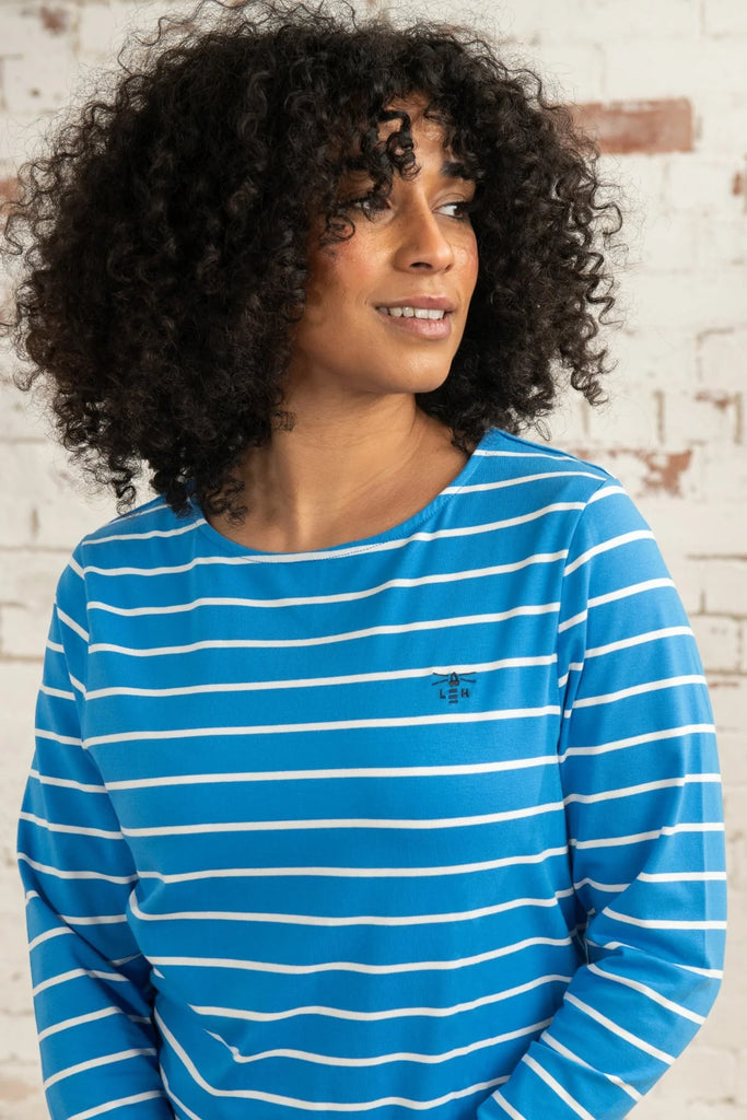 Lighthouse Causeway Breton Top Azure Blue Stripe