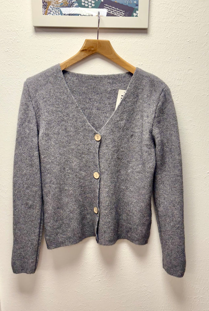 Wooden Button Soft Knit Cardigan One Size