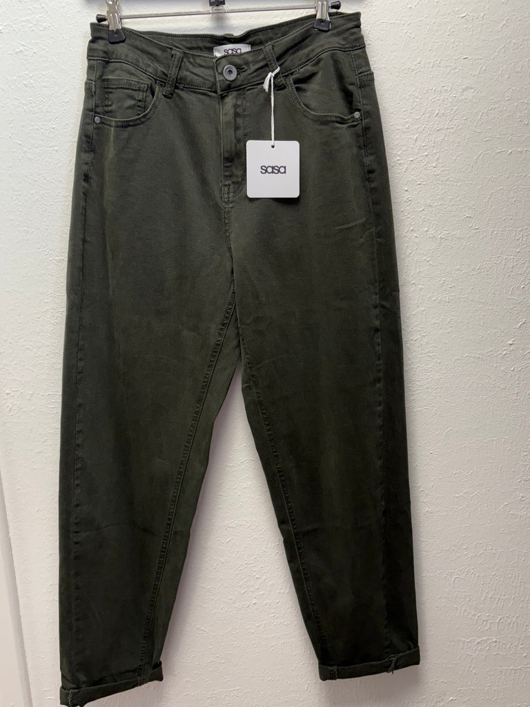 Premium Cotton Carrot Leg Jeans Khaki