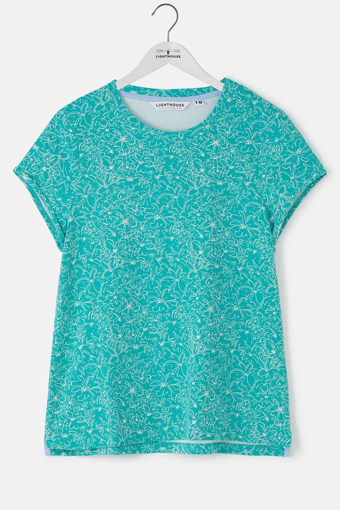 Lighthouse Ladies Causeway Short Sleeve T Shirt - Soft Teal Floral