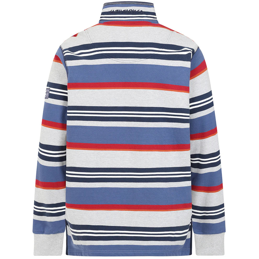 Lazy Jacks Mens Super Soft 1/4 Zip Striped Sweatshirt Grey Marle LJ40s