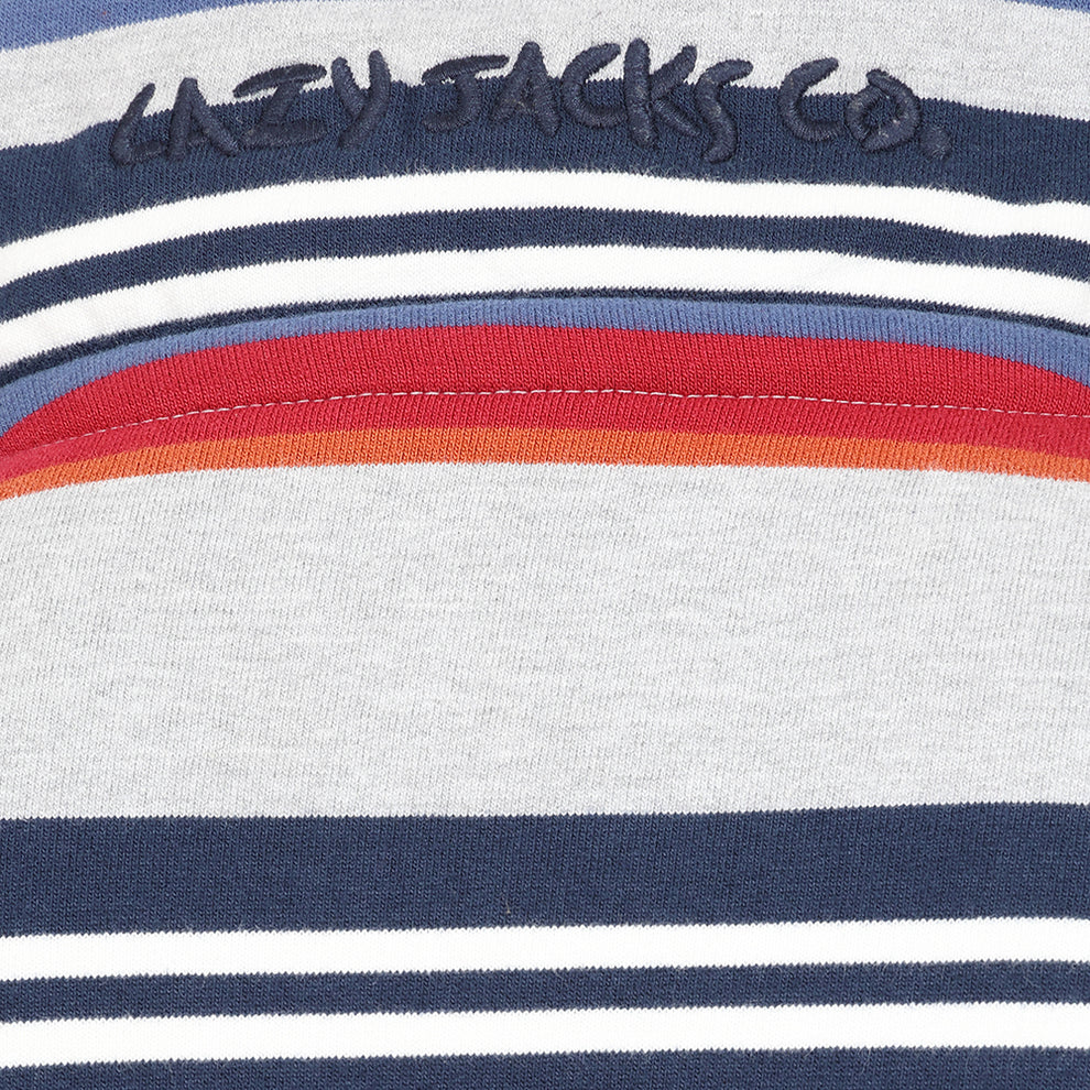 Lazy Jacks Mens Super Soft 1/4 Zip Striped Sweatshirt Grey Marle LJ40s